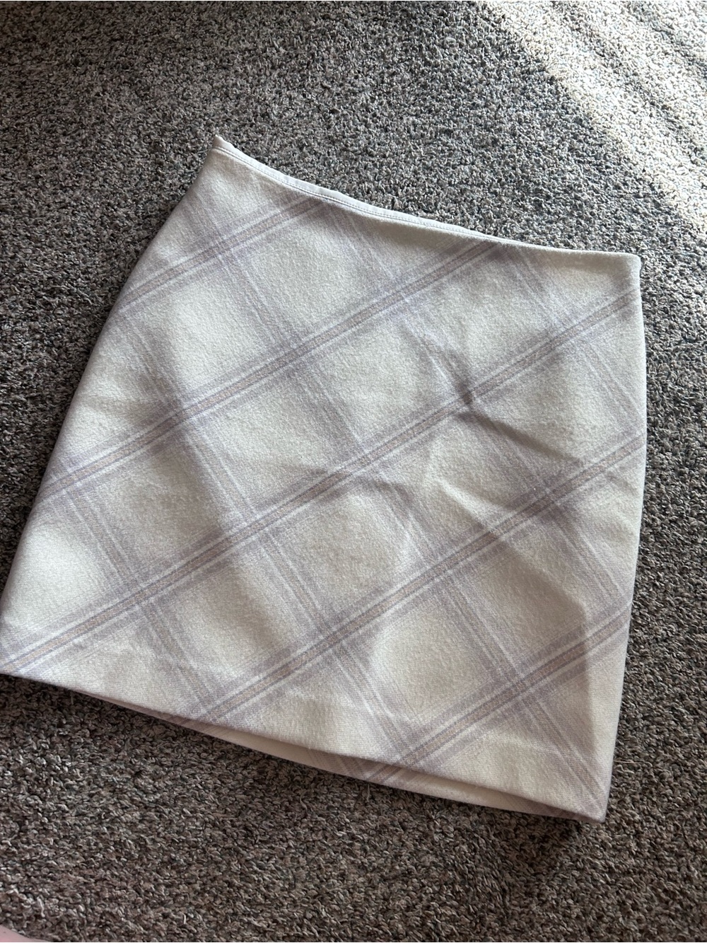 White House Black Market | cream & purple plaid mini skirt